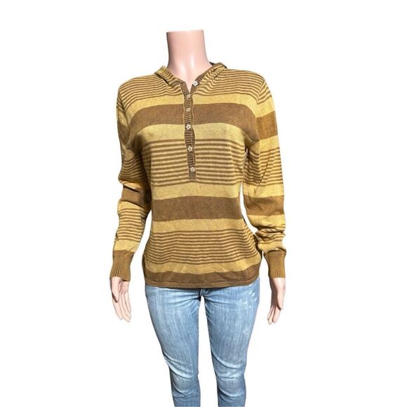 Bundle 2 Long sleeve stripe half button Henley hoodie sweatshirt top M - Picture 4 of 10